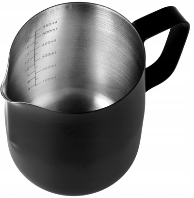 Чаша за шлаг од млеко без марка, 330 ml, со мерна скала, црна