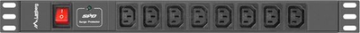 Shirit energjie rack Lanberg PDU-08I-0200-C20-BK, 19" 1U, 8x IEC C13, 2m, i zi