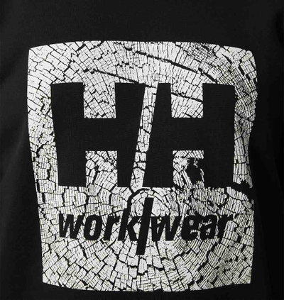 Bluzë fleece Helly Hansen Workwear, me jakë rreth, me grafik, 2XL, e zezë