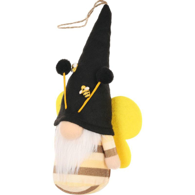 Figurine dekorative Saska Gift and Decor Black Bee, xhuxh i varur pranveror, 20 cm, e zezë e verdhë