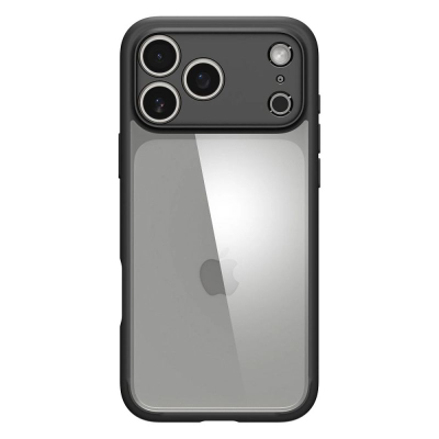 Mbulesë telefoni Spigen Ultra Hybrid për iPhone 17 Pro, e tejdukshme, me kornizë mbrojtëse të zezë