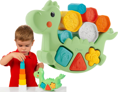 Lodër edukative Chicco ECO+ Sorter Puzzle Dino, 2n1, shumëngjyrëshe