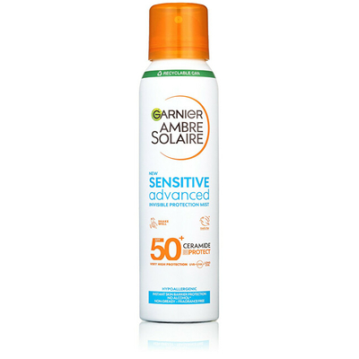 Sprej mbrojtës ndaj diellit për lëkurë të ndjeshme Garnier SPF 50+ Sensitive Advanced, 150 ml
