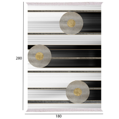 Tepih ndenjeje JOSIANE 180×280 cm (HM7723.24), bardhë/ zezë/ ari