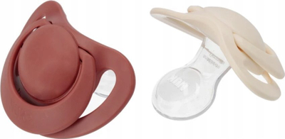 Biberon NUK For Nature, silikon anatomik, 6-18 mujshe, set 2 copë, bezhë dhe i kuq