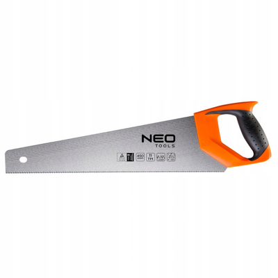 Sharrë dore NEO Tools 450 mm, 11 TPI, portokalli