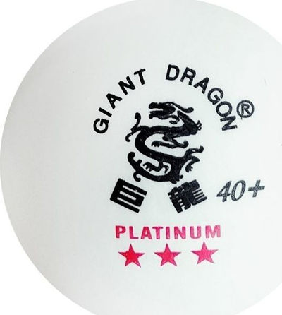 Topa pingpongu Giant Dragon Platinum 40+, set me 6 copë, 40 mm, të bardhë