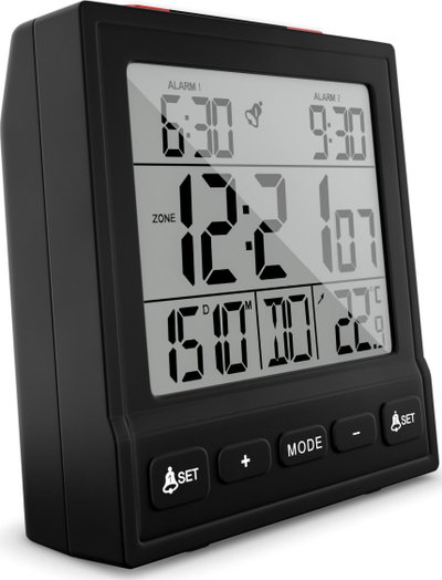 Radio orë Mebus 25581, ekran LCD, digjitale, e zezë