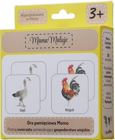 Loja e memories Memo Mama Maluje me kafshët e fermës, 30 copa, për kalamaj 3+ vjeç, me ngjyra