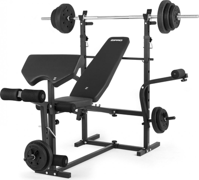 Stol palestre Zipro Ripped, për shufër dhe biceps, me presë këmbësh, i zi