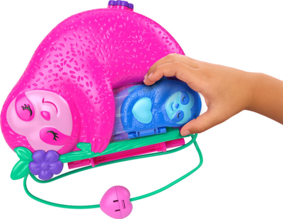 Set loje Polly Pocket Sloth Family 2 in 1 Purse, lojë xhungle, për fëmijë 4+
