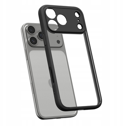 Maskë telefoni Spigen Ultra Hybrid për Apple iPhone 17 Pro Max, transparente me kornizë të zezë