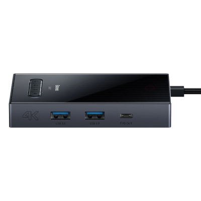 Hub USB C Baseus PioneerJoy 8 në 1, 100W PD, HDMI 4K, gri