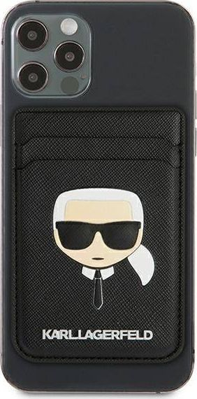 Portofol magnetik telefoni Karl Lagerfeld Saffiano Karl Head, për karta, i zi
