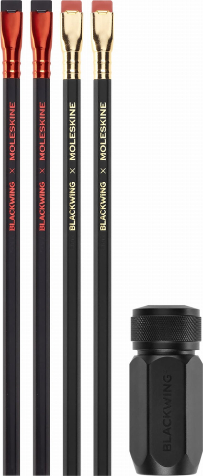 Set lapsash dhe mprese Moleskine BLACKWING X M, 4 copë, grafit, i zi