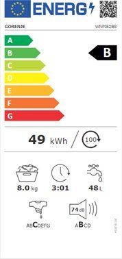 Lavatriçe Gorenje WNPI82BS, 8 kg, 1200 xhiro, e bardhë