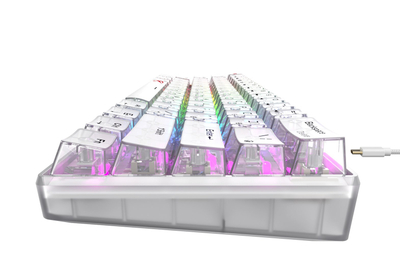 Tastierë gaming Havit KB903L, 61 taste, RGB, transparente e bardhë