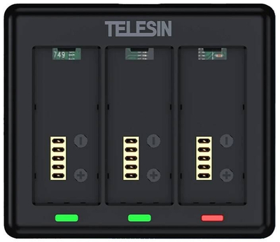 Полнач за батерии TELESIN S0-BCG-12-TGP, за GoPro Hero 13, брзо полнење, црн