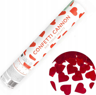Top konfeti Partydeco Red Heart, 28cm, formë zemre, i kuq