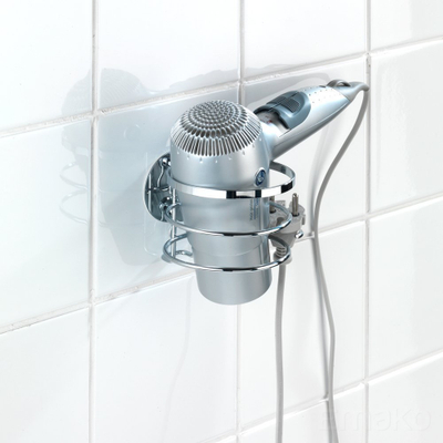 Mbajtës për tharëse flokësh Rebrilliant Meserve, inox, për mur, ngjyrë argjendtë