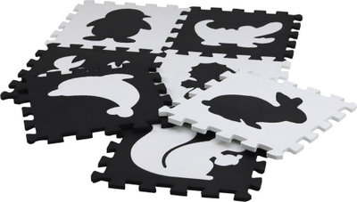 Tapet puzzle edukativ Leantoys zi e bardhë, 19 copa EVA, bardh e zi