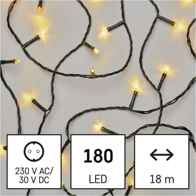 Drita festive Emos, 180 LED të bardha, 18 m
