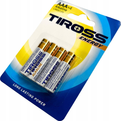 Алкални батерии Тирос ААА R3, 1.5V, пакување 4 парчиња