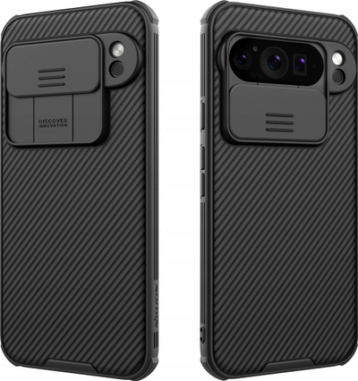 Mbulesë telefoni Nillkin CamShield Pro për Google Pixel 9 Pro XL, e fortë kundër goditjeve, me kapak rrëshqitës kamere, e zezë