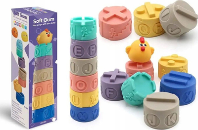 Tulla të buta senzoriale Bounn Soft Sensory Blocks Tower, set me 7 blloqe, për beba 6M+
