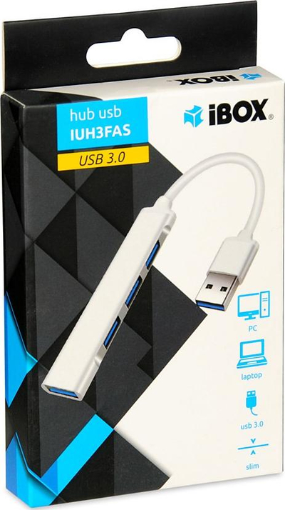 USB-разгранувач iBOX IUH3FAS, 4 порти, USB 3.0, сребрен