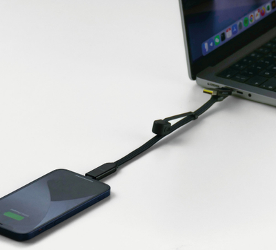 Kabllo karikimi Rolling Square inCharge XL, USB A dhe USB C në USB C, 0.3 m, i zi