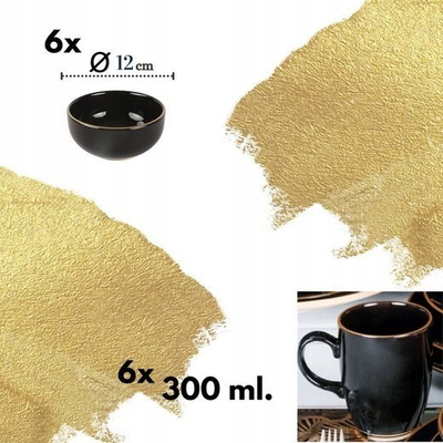 Set darke Keramika 275KRM1730, qeramike, 6 persona, e zezë