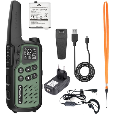 Walkie talkie Baofeng BF-25E PMR, set 2 copë, 16 kanale, i zi