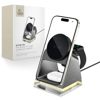 Karikues wireless 3n1 Tech‑Protect QI15W-A43, MagSafe, 15W, i zi