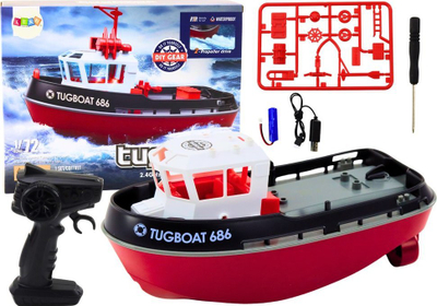Varkë me telekomandë Tugboat 686, shkalla 1:72, 2.4 GHz, e kuqe e zezë