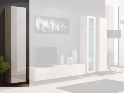 Kabinet muri VIGO 180, 180x40x30 cm, sonoma, e bardhë me shkëlqim