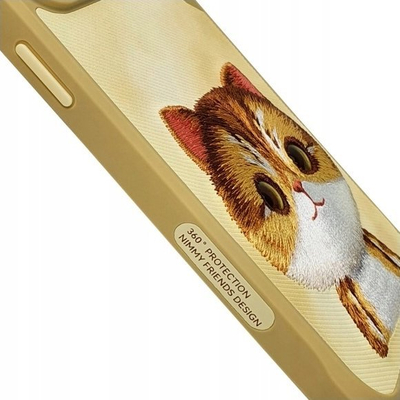 Kapak telefoni Nimmy Big Eyed Pet 2.0 Cat për iPhone 15 Pro 6.1", me nano veshje, mbrojtje e fortë, ngjyrë khaki