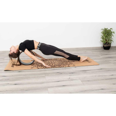 Rrotë joga Enero Fit prej tape (cork), 32 cm, tape natyrale, e zezë