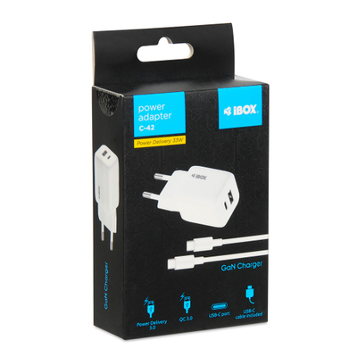 Adapter karikues IBOX ILUC42W, 33W, 2 porta USB, i bardhë