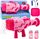 Pistolë flluskash elektrike Large Bubble Gun, 64 vrima, LED, e rozë
