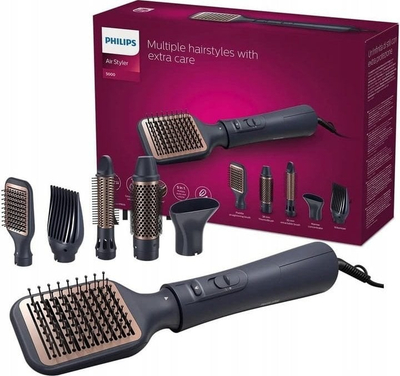Tharëse flokësh Philips BHA530, 1000W, 5 pjesë, e bardhë