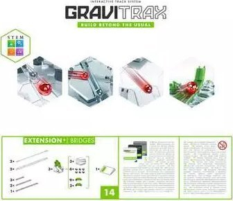 Set zgjerues Ravensburger Gravitrax Bridges, ura të rregullueshme, për pistë mermeri