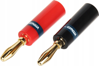 Двојна банана приклучница Vitalco BAN-PLUG-V1, до 4 mm, позлатени контакти, црвена и црна