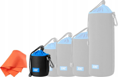 Këllëf neopreni për lente JJC NLP-10, 2.9" x 3.9", i zi dhe blu
