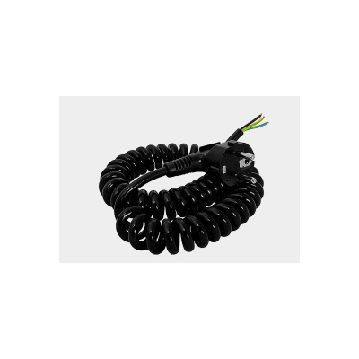 Kabllo spirale lidhëse 3x1.5mm², 5m, me prizë me tokëzim, e zezë