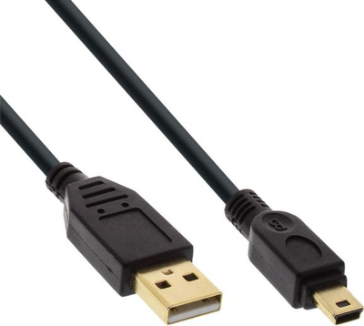 Kabllo USB InLine 31803P, USB A me mini USB, 0.3m, e zezë