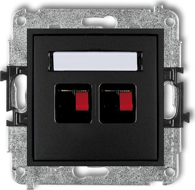 Prizë audio Karlic Electric Mini Speaker Socket 2x 12MGG-2, montim në mur, mat, e zezë