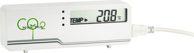 Monitor CO2 TFA AIRCO2NTROL Mini 31.5006.02, me ekran LCD, me USB, i bardhë