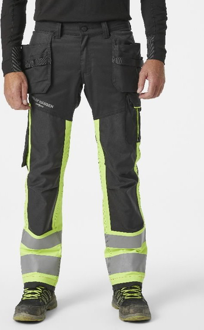 Pantallona pune Helly Hansen Alna 2.0 Cons, me shirita reflektues, të përforcuara me Cordura, verdh e zez, C48
