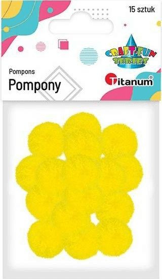 Pompome poliestër Titanum, 18mm, të verdhë, 15 copë